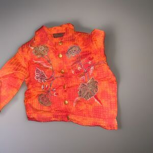 Vtg Alex Kim Boho Art to Wear Embroidered Sequin Jacket Womens Size PL